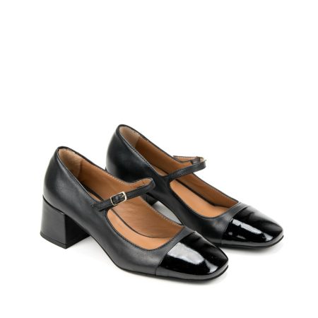 Ženske kožne plitke cipele Silko-MARY52 crne na štiklu