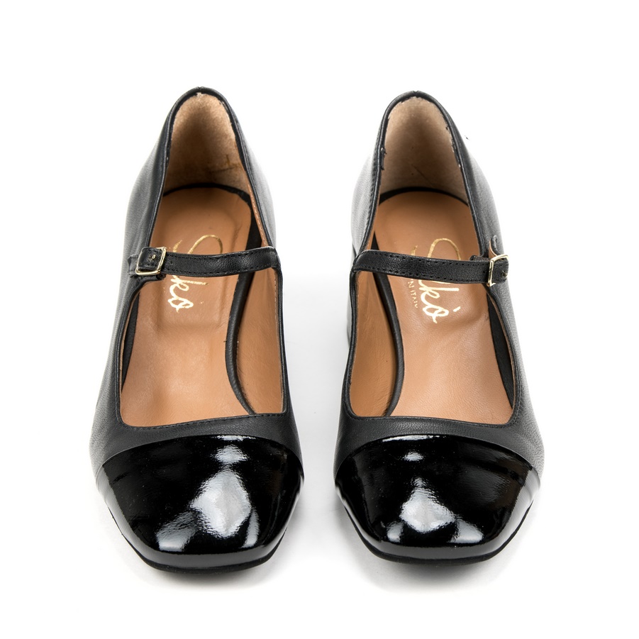 Ženske kožne plitke cipele Silko-MARY52 crne na štiklu 3 Ženske kožne plitke cipele Silko-MARY52 crne na štiklu - Slika 3