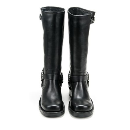 Ženske kožne duboke čizme Silko-LONDON01 crne na štiklu 5 Elegantne ženske kožne čizme u crnoj boji za jesen/zimu - Creator.rs