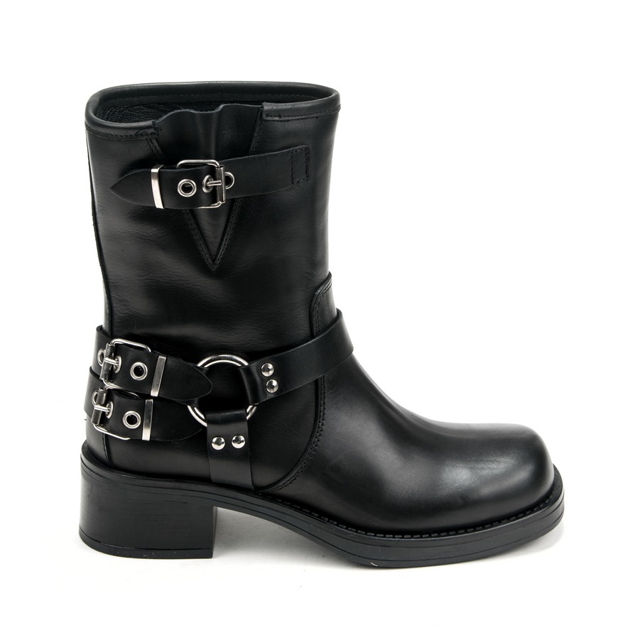 Ženske kožne plitke čizme Silko-LONDON02 crne na štiklu 2 Moderne plitke čizme od prave kože, udobne i tople za hladne dane – Creator.rs