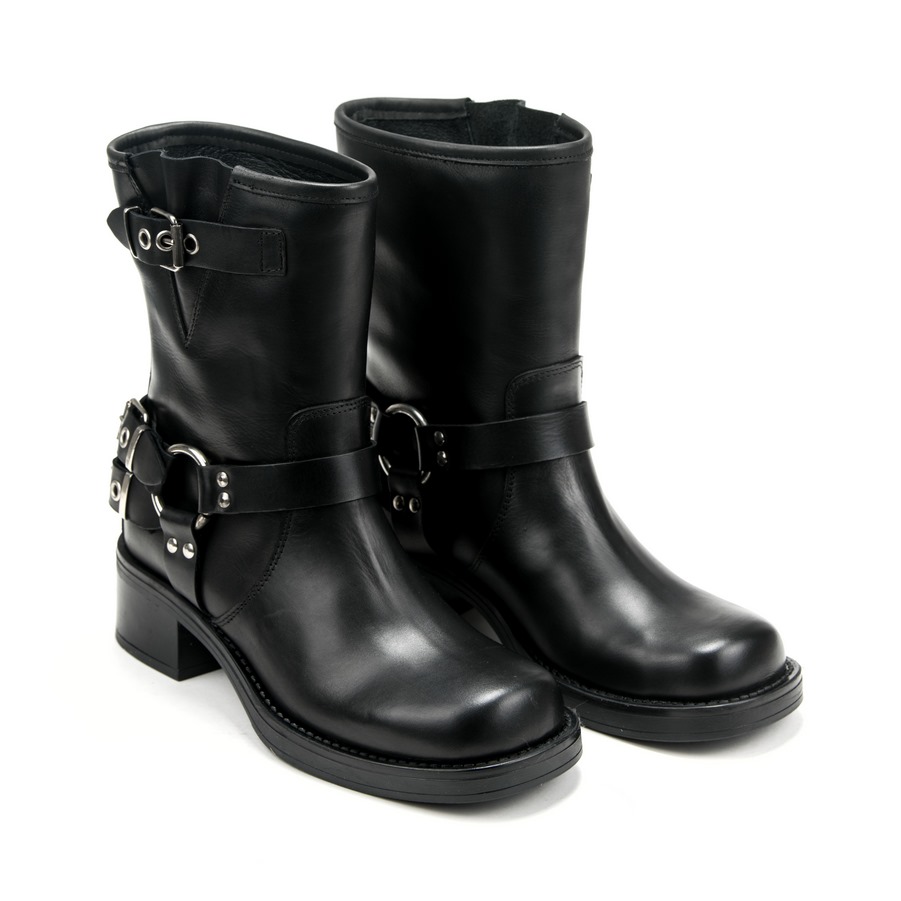 Ženske kožne plitke čizme Silko-LONDON02 crne na štiklu 1 Moderne plitke čizme od prave kože, udobne i tople za hladne dane – Creator.rs