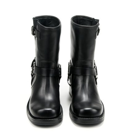 Ženske kožne plitke čizme Silko-LONDON02 crne na štiklu 5 Moderne plitke čizme od prave kože, udobne i tople za hladne dane – Creator.rs