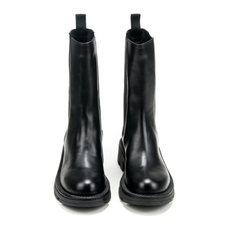 Ženske kožne plitke čizme Silko-ST70 crne ravne 5 Moderne plitke čizme od prave kože, udobne i tople za hladne dane – Creator.rs