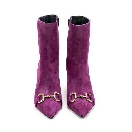 Ženske kožne duboke cipele Silko-MIRNA21 roze na štiklu 5 Moderne plitke čizme od prave kože, udobne i tople za hladne dane – Creator.rs