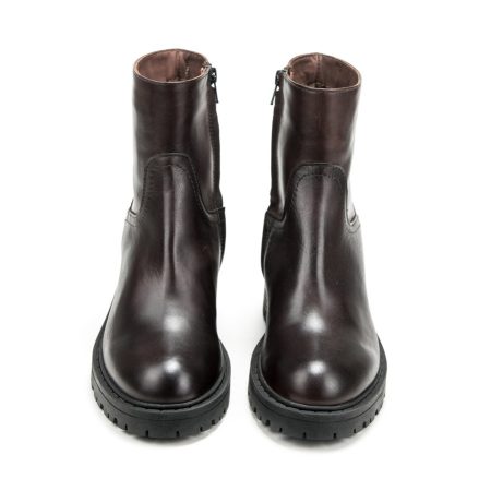 Ženske kožne duboke cipele Silko-690 braon na štiklu 5 Moderne plitke čizme od prave kože, udobne i tople za hladne dane – Creator.rs