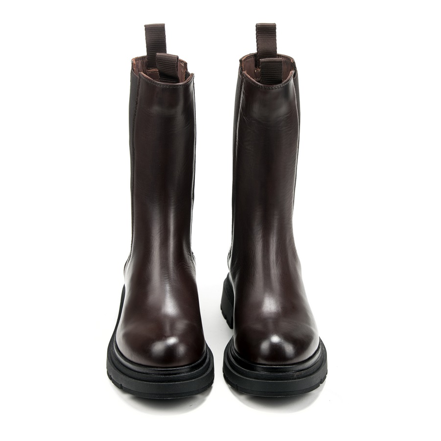 Ženske kožne plitke čizme Silko-NK10 braon na štiklu 3 Moderne plitke čizme od prave kože, udobne i tople za hladne dane – Creator.rs