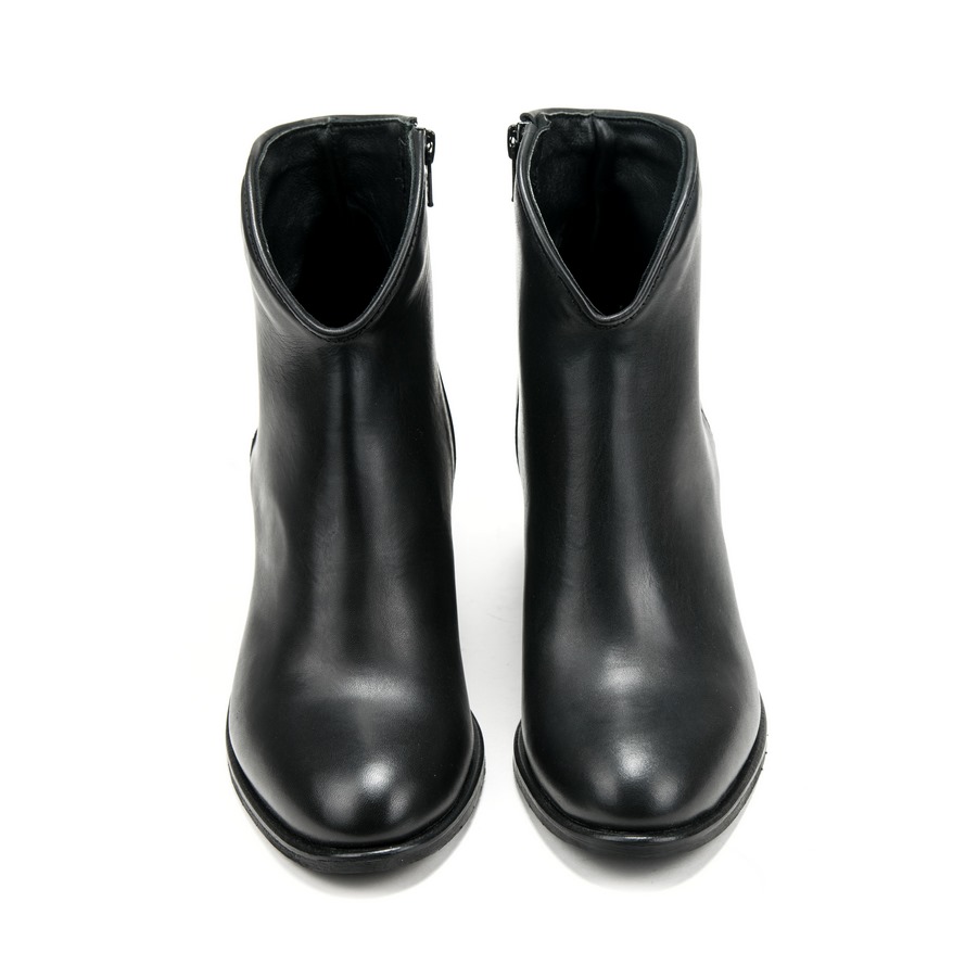 Ženske kožne duboke cipele Silko-TR01 crne na štiklu 3 Moderne plitke čizme od prave kože, udobne i tople za hladne dane – Creator.rs