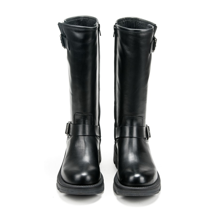 Ženske kožne duboke čizme Silko-ST71 crne na štiklu 3 Elegantne ženske kožne čizme u crnoj boji za jesen/zimu - Creator.rs