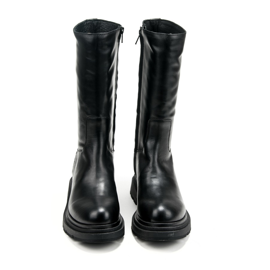 Ženske kožne plitke čizme Silko-NK02 crne ravne 3 Elegantne ženske kožne čizme u crnoj boji za jesen/zimu - Creator.rs