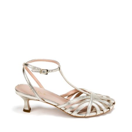 Alternative view of Ženske kožne sandale Silko-THEA3 zlatne na štiklu