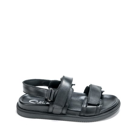 Alternative view of Ženske kožne sandale Silko-E211 crne ravne