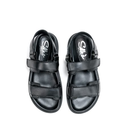 Ženske kožne sandale Silko-E211 crne ravne 5 15331 silko e211 nero 3