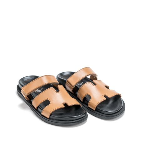 Ženske kožne papuče Silko-E208 braon ravne