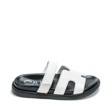 Alternative view of Ženske kožne papuče Silko-E208 bele ravne