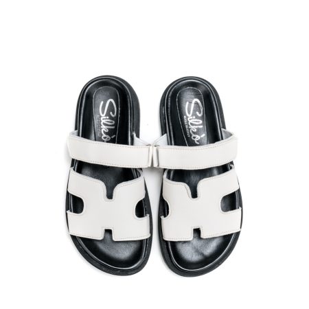 Ženske kožne papuče Silko-E208 bele ravne - Kupite odmah na Creator.rs -