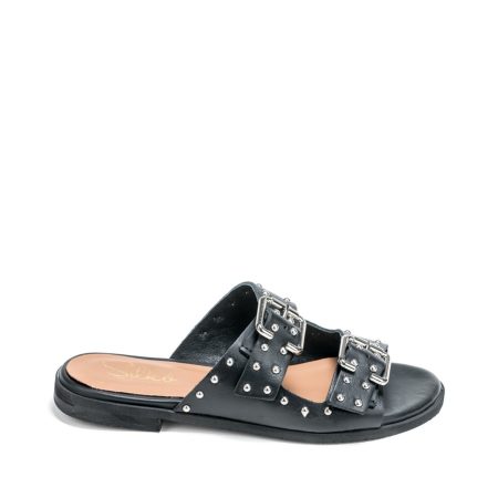 Alternative view of Ženske kožne papuče Silko-SC11 crne ravne