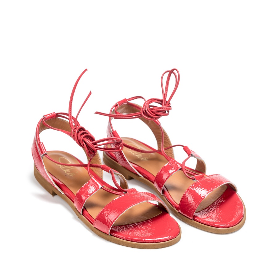 Ženske kožne sandale Silko-SC03 crvene ravne 1 Ženske kožne sandale Silko-SC03 crvene ravne