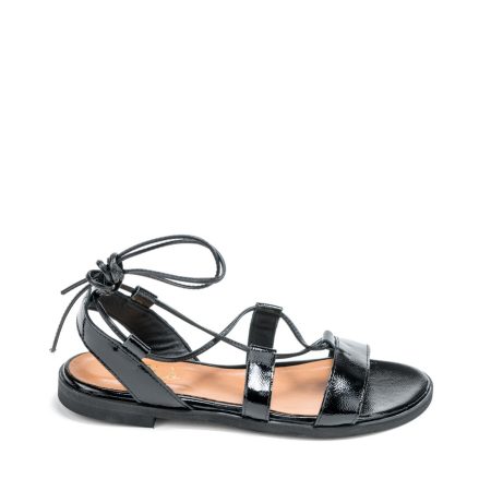 Alternative view of Ženske kožne sandale Silko-SC03 crne ravne