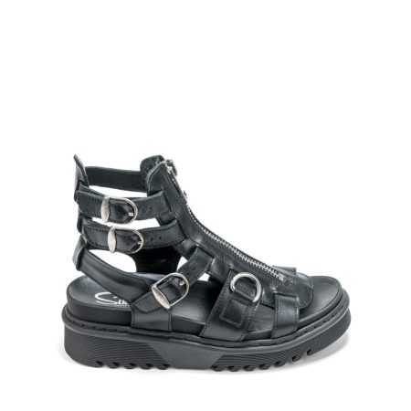 Alternative view of Ženske kožne sandale Silko-M40 crne ravne