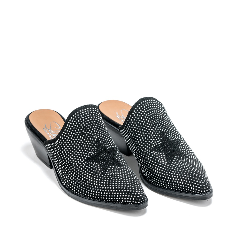 Ženske kožne papuče Silko-PT01 crne na štiklu 1 Ženske kožne papuče Silko-PT01 crne na štiklu