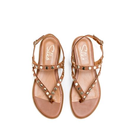 Ženske kožne sandale Silko-SC20 tamno bež ravne 5 15370 silko sc20 cuoio 3