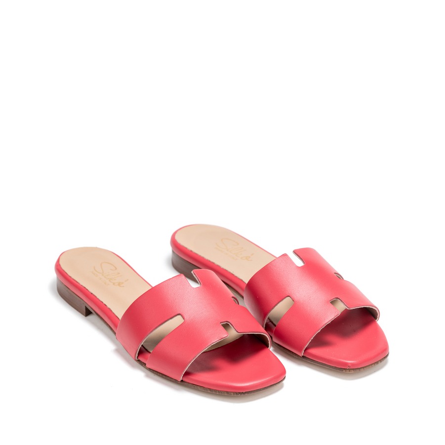 Ženske kožne papuče Silko-CAPRI12 crvene ravne 8 15384 silko capri12 rosso 2