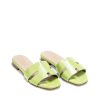 Ženske kožne papuče Silko-CAPRI12 zelene ravne