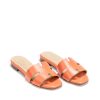 Ženske kožne papuče Silko-CAPRI12 narandžaste ravne