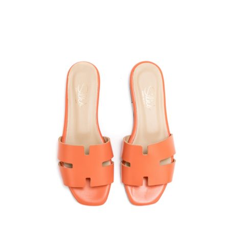 Ženske kožne papuče Silko-CAPRI12 narandžaste ravne 5 15386 silko capri12 mandarino 3
