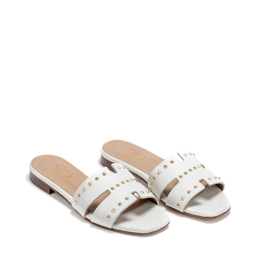 Ženske kožne papuče Silko-CAPRI13 bele ravne 1 Ženske kožne papuče Silko-CAPRI13 bele ravne