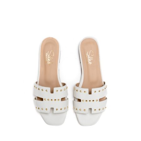 Ženske kožne papuče Silko-CAPRI13 bele ravne 5 15388 silko capri13 panna 3