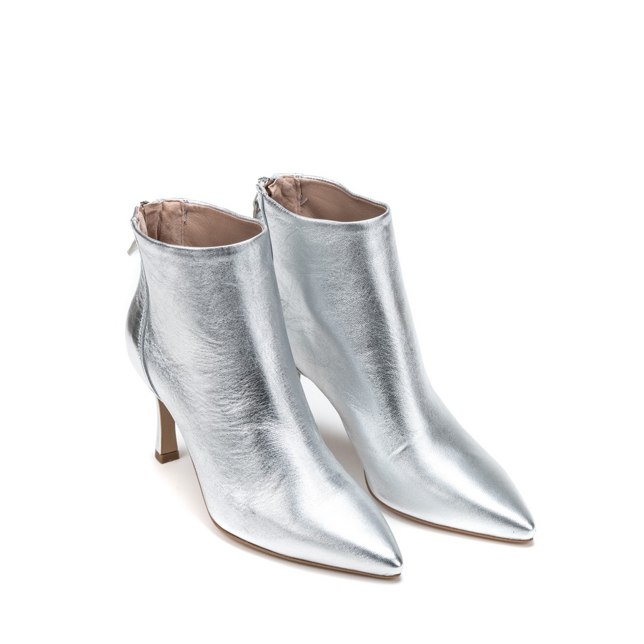 Ženske kožne duboke cipele Silko-MIRNA8 sive na štiklu 6 15392 silko mirna8 laminato argento 2