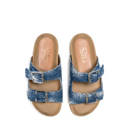 Ženske papuče Silko-FB116 plave ravne 5 15394 silko fb116 blu 3