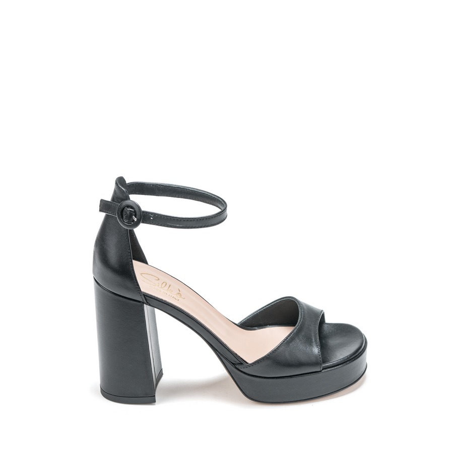 Ženske kožne sandale Silko-SELLY6 crne na štiklu 2 Ženske kožne sandale Silko-SELLY6 crne na štiklu - Slika 2