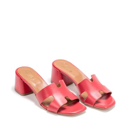 Ženske kožne papuče Silko-LUNA51 crvene na štiklu