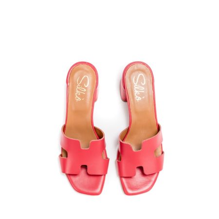 Ženske kožne papuče Silko-LUNA51 crvene na štiklu 5 15404 silko luna51 rosso 3