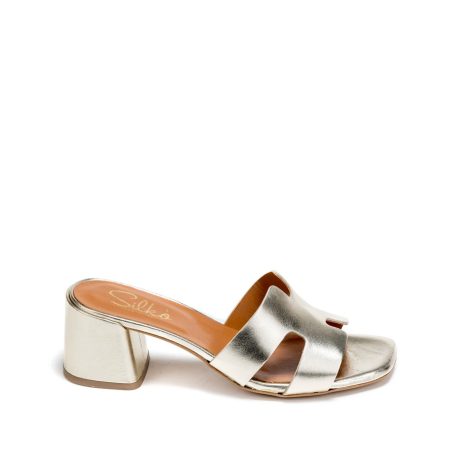 Alternative view of Ženske kožne papuče Silko-LUNA51 zlatne na štiklu