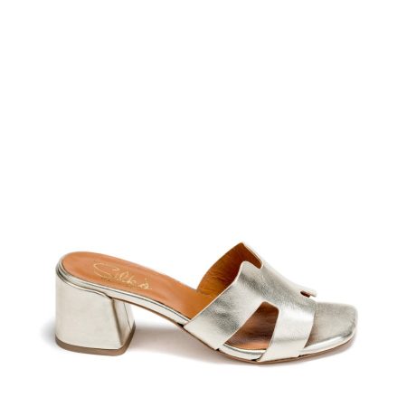 Alternative view of Ženske kožne papuče Silko-LUNA51 zlatne na štiklu