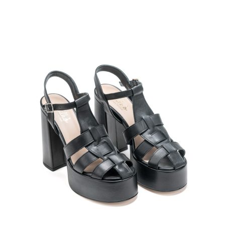 Ženske kožne papuče Silko-TERY2 crne na štiklu