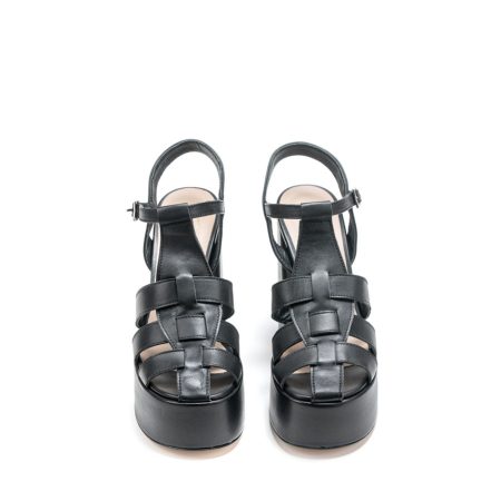 Ženske kožne papuče Silko-TERY2 crne na štiklu 5 15409 silko tery2 nero 3