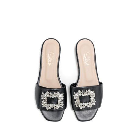 Ženske kožne papuče Silko-CAPRI10 crne ravne 5 15412 silko capri10 nero 3