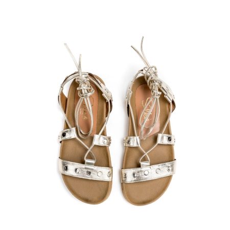 Ženske kožne sandale Silko-FB100 zlatne ravne 5 15414 silko fb100 laminato platino 3