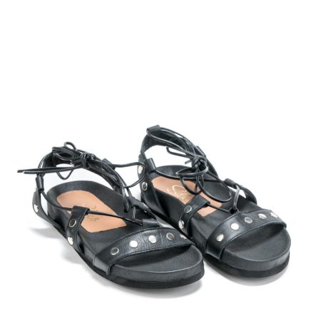 Ženske kožne sandale Silko-FB100 crne ravne