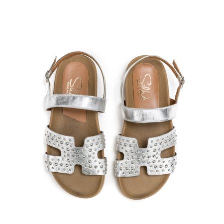 Ženske kožne sandale Silko-FB102 sive ravne 5 15416 silko fb102 laminato argento 3