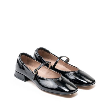 Ženske kožne plitke cipele Silko-Maya04 crne ravne