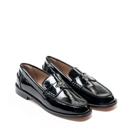 Ženske kožne plitke cipele Silko-Amara16 crne ravne