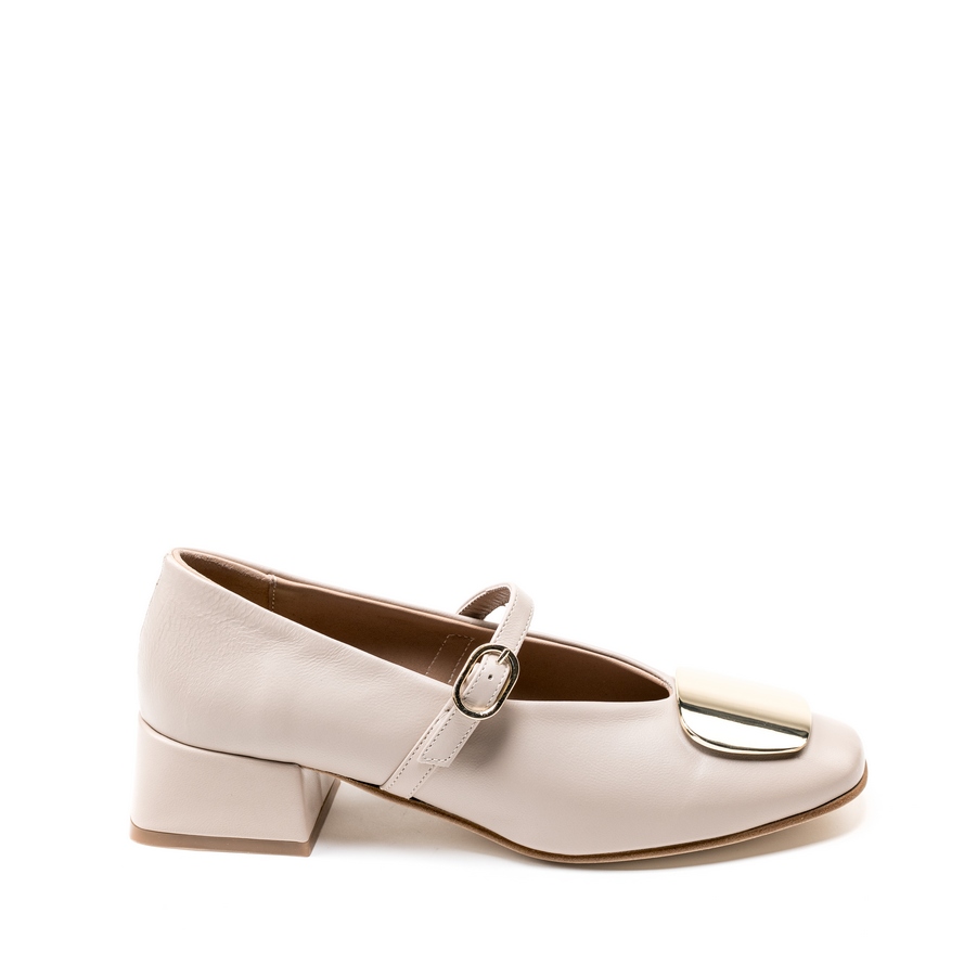 Ženske kožne plitke cipele Silko-Pl300 bež na štiklu 2 Ženske kožne plitke cipele Silko-Pl300 bež na štiklu - Slika 2