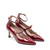Ženske kožne plitke cipele Silko-Ester11 crvene na štiklu