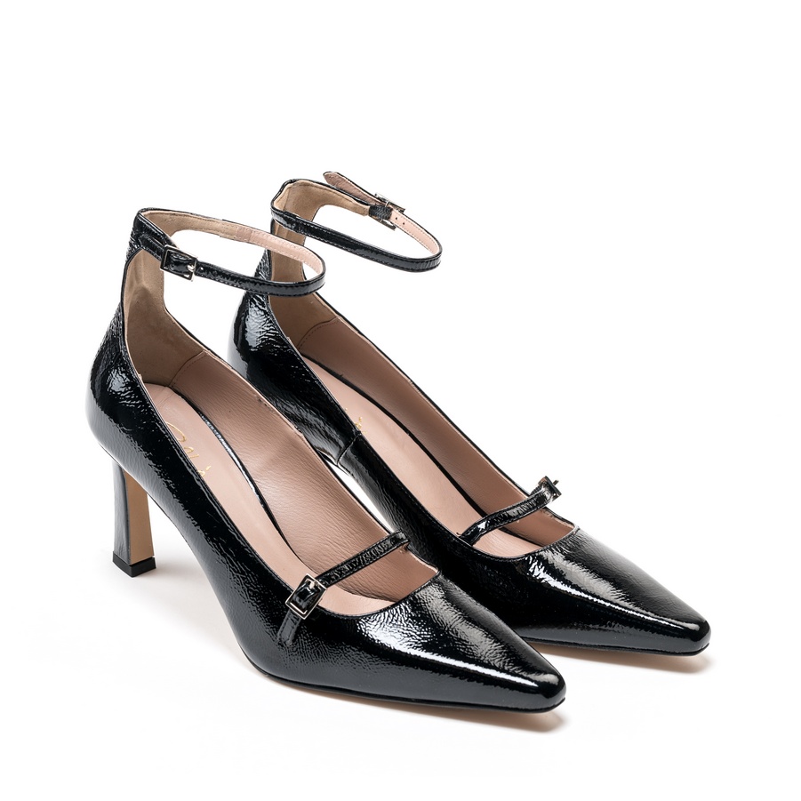 Ženske kožne plitke cipele Silko-Alba23 crne na štiklu 1 Ženske kožne plitke cipele Silko-Alba23 crne na štiklu