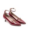 Ženske kožne plitke cipele Silko-Fiamma13 crvene na štiklu
